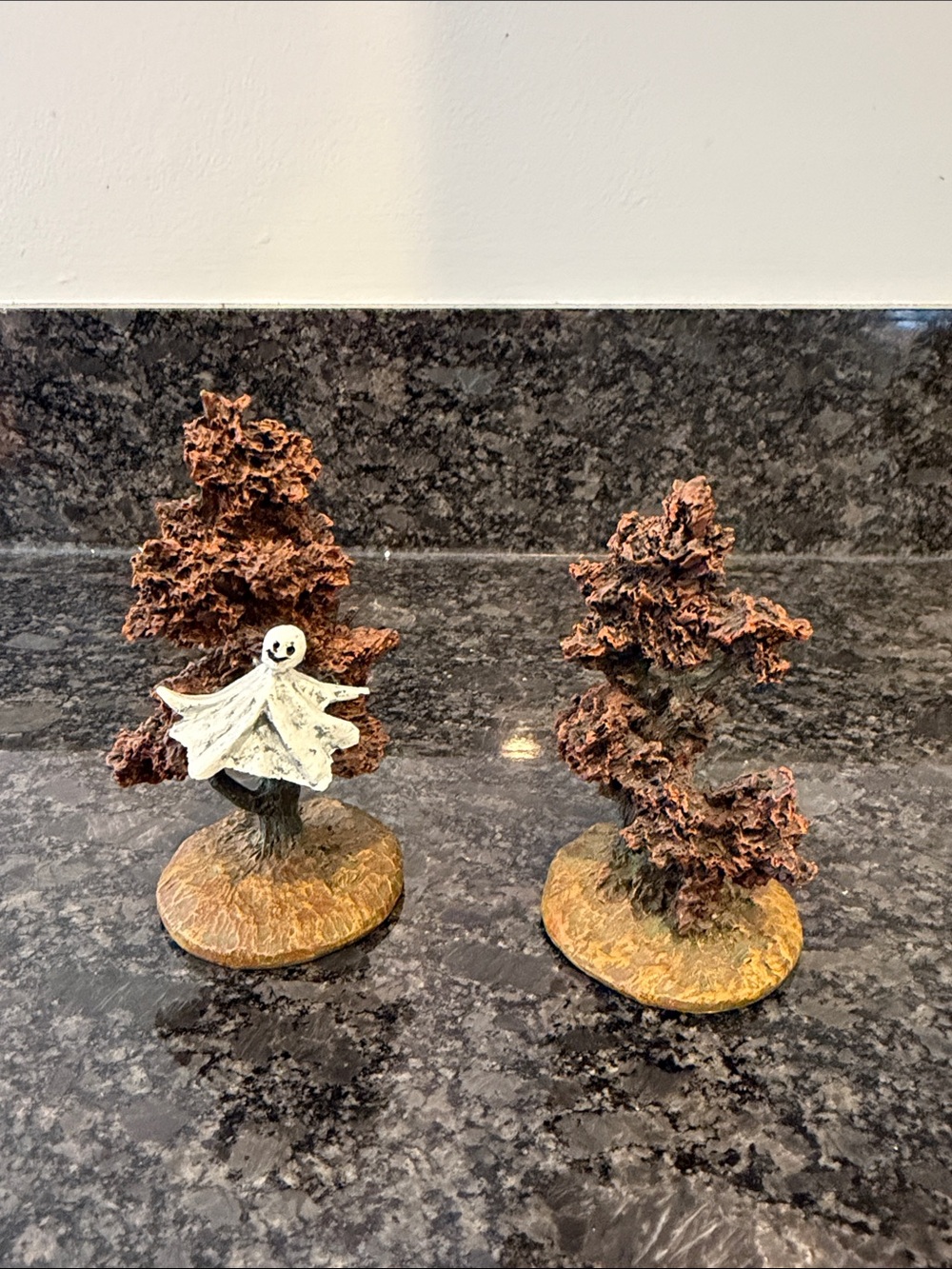 Woodland Halloween Tree Figurine Set with White Ghost Accent
